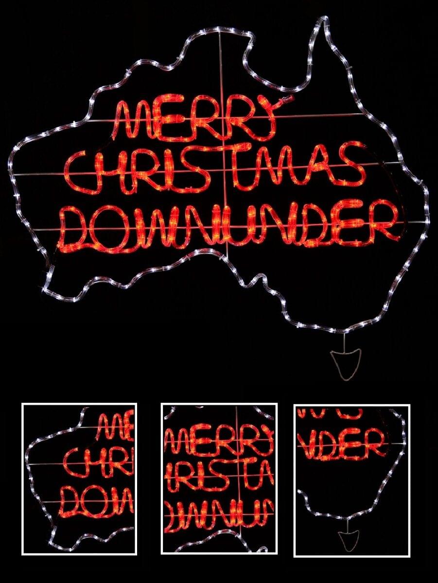 Red & White Merry Christmas Down Under Aussie Rope Light Silhouette - 1.1m - Image 4