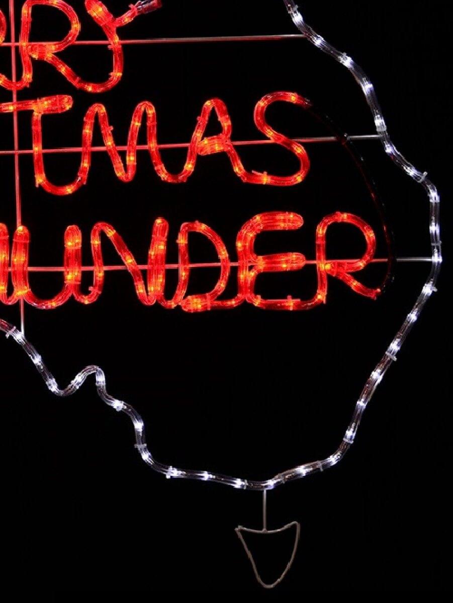 Red & White Merry Christmas Down Under Aussie Rope Light Silhouette - 1.1m - Image 2