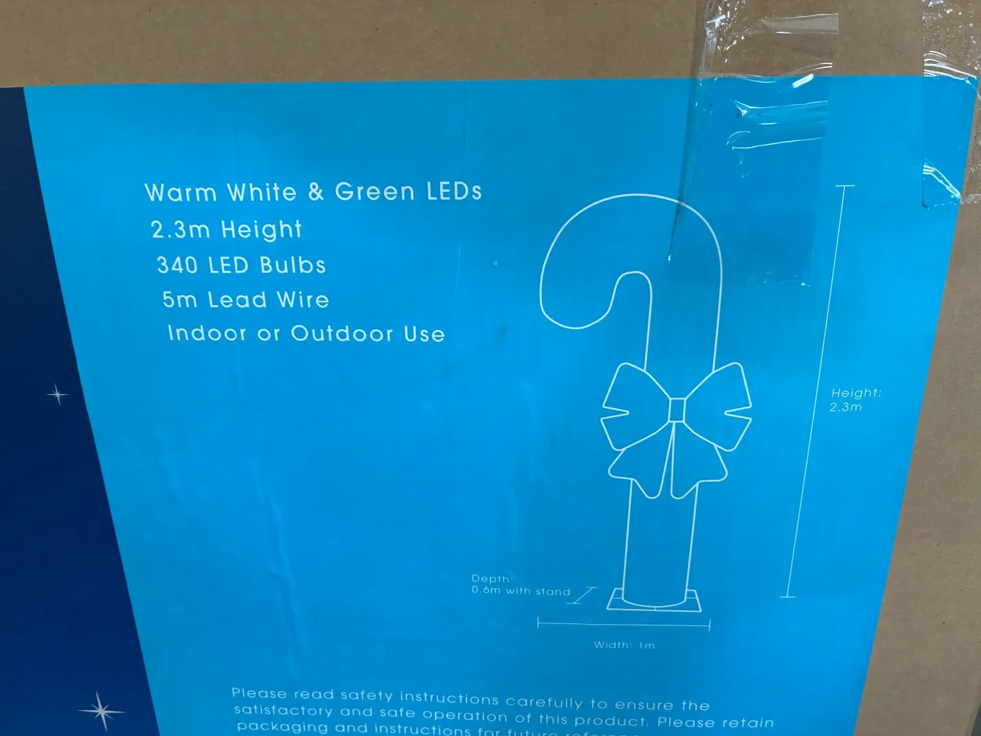 2.3m Fabric Candy Cane Light 3D - Image 2