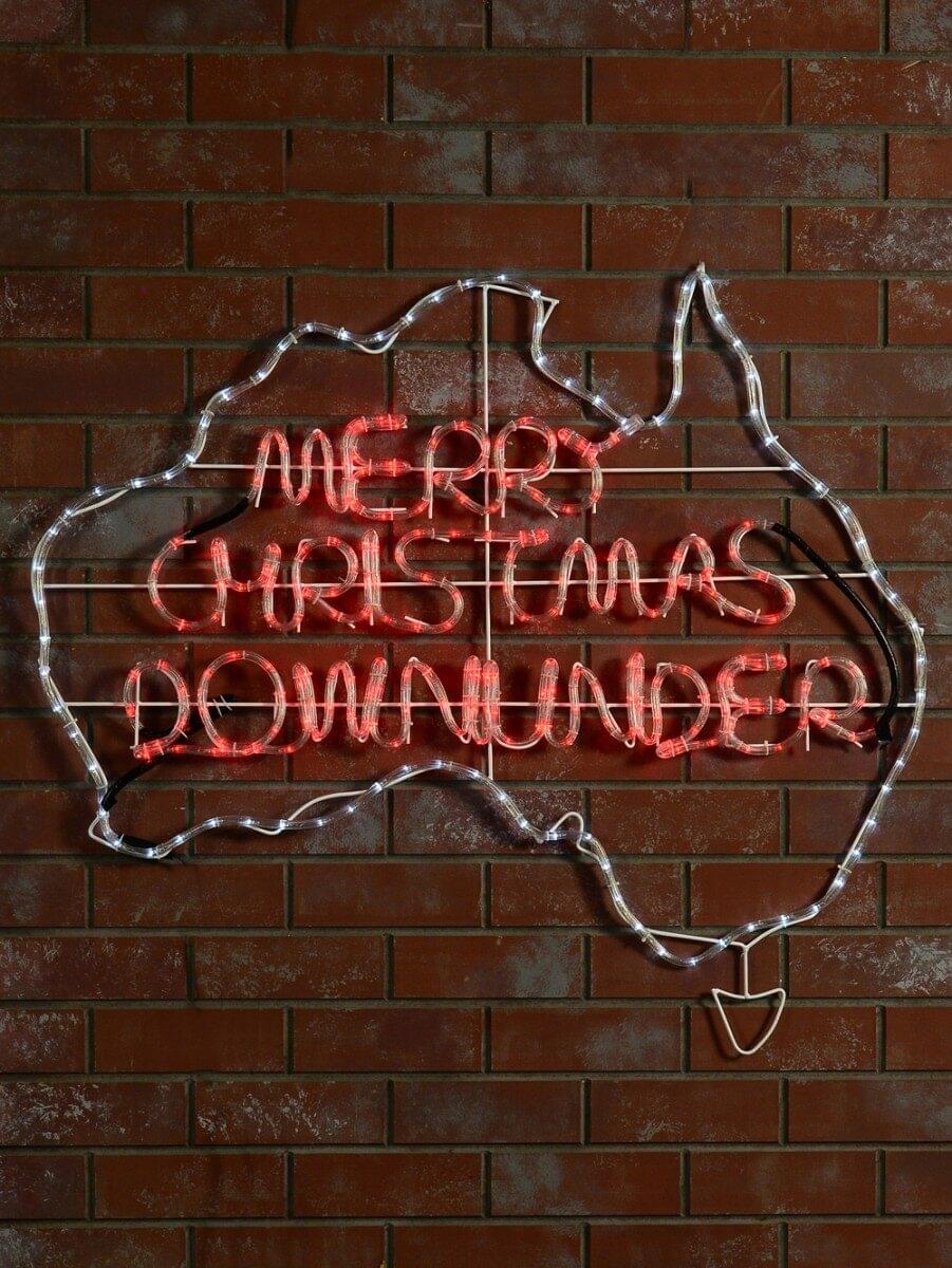 Red & White Merry Christmas Down Under Aussie Rope Light Silhouette - 1.1m - Image 3